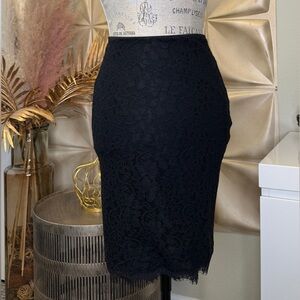 Diane Von Furstenberg Black Lace Pencil Skirt